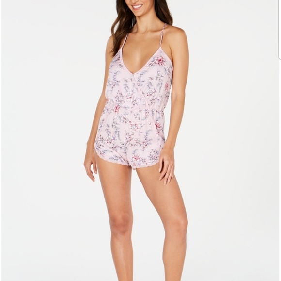 I.N.C. Satin Laced-Trimmed Pajama Romper - Picture 8 of 8